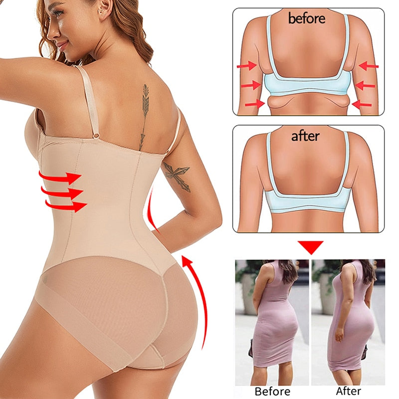 Tummy Control Body Shaper Seamless Shapewear with Built-in Bra