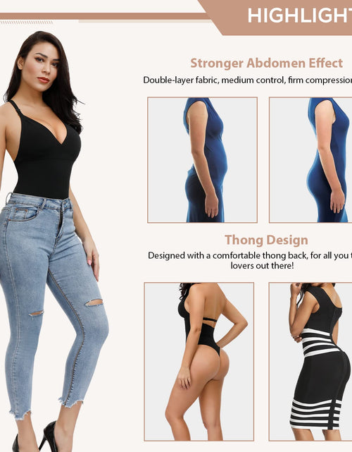 Load image into Gallery viewer, Shapewear for Women Thong Seamless Body Shaper Backless V-neck Bra Tights
