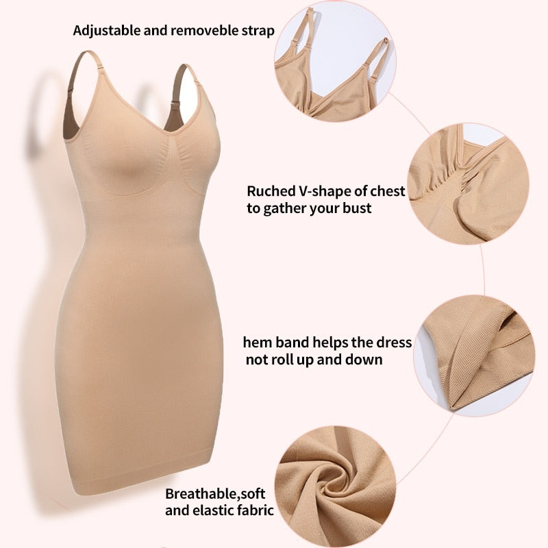 Full Slips Shapewear Tummy Control Body Bodysuit for Under Dresses
