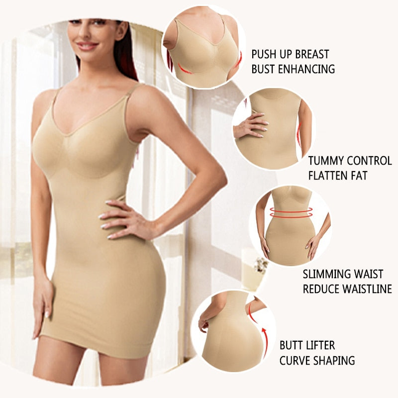 Full Slips Shapewear Tummy Control Body Bodysuit for Under Dresses