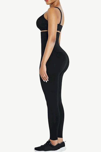 Load image into Gallery viewer, Enhanced Curves: 2-In-1 Black Waist Trainer Leggings for Hourglass Confidence

