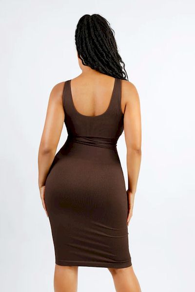 Load image into Gallery viewer, Sculpted Confidence: Seamless Deep V-Neck Shaping Dress with Removable Pads
